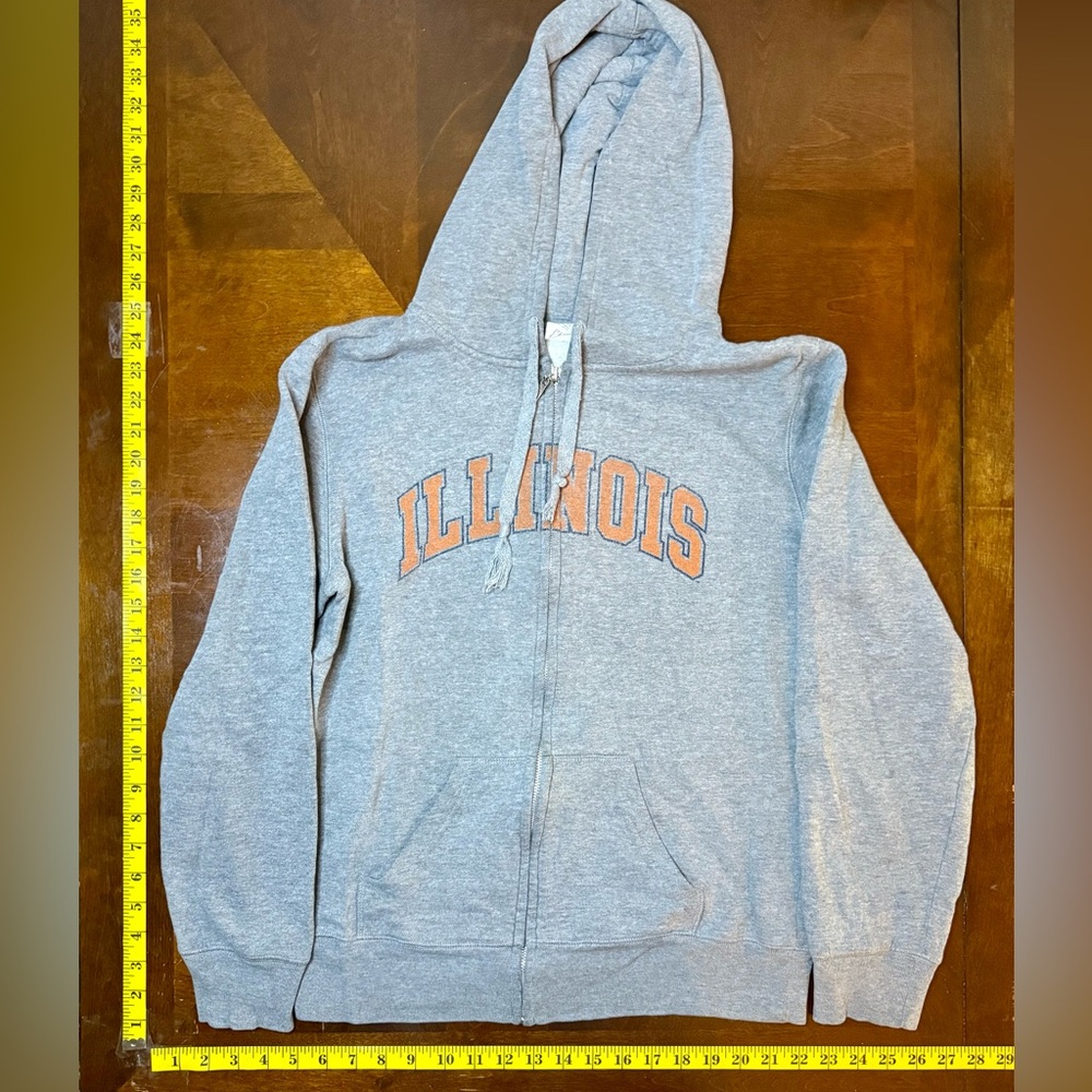 Grey orange Illinois zip up sweater sweatshirt